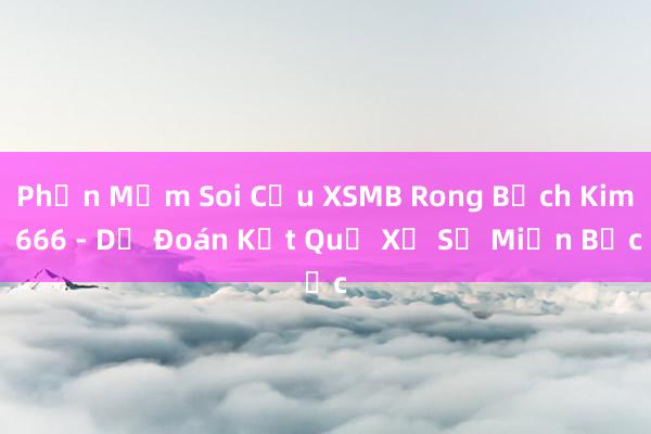 Phần Mềm Soi Cầu XSMB Rong Bạch Kim 666 - Dự Đoán Kết Quả Xổ Số Miền Bắc